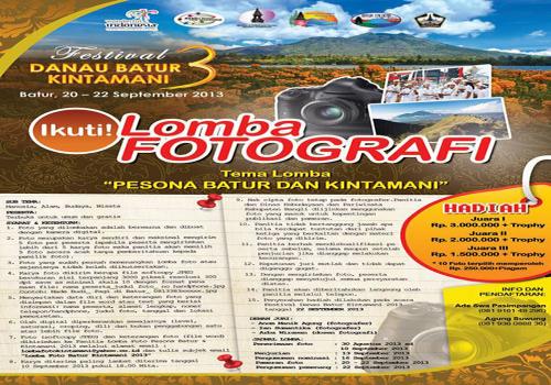 LOMBA FOTOGRAFI KEGIATAN FESTIVAL DANAU BATUR TAHUN 2013